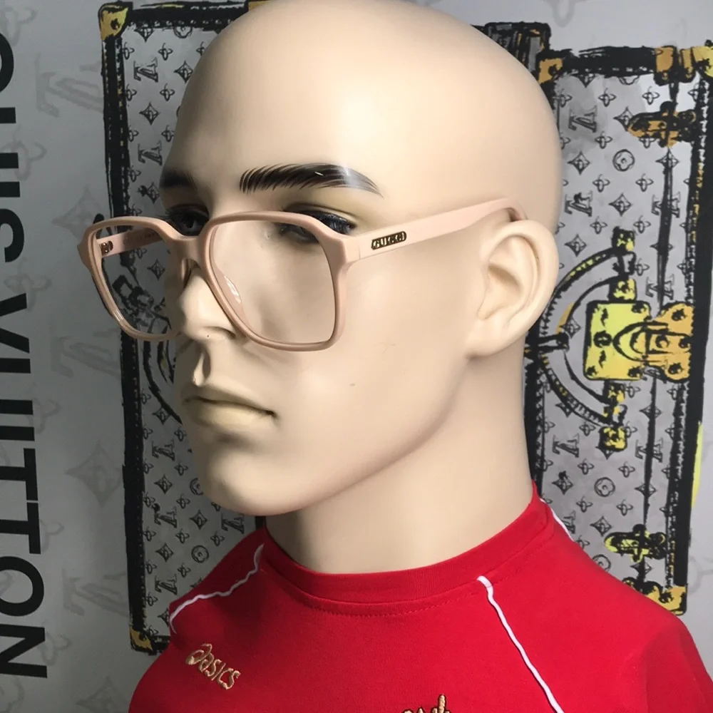 New Authentic Gucci Beige Square Glasses GG0469o 003